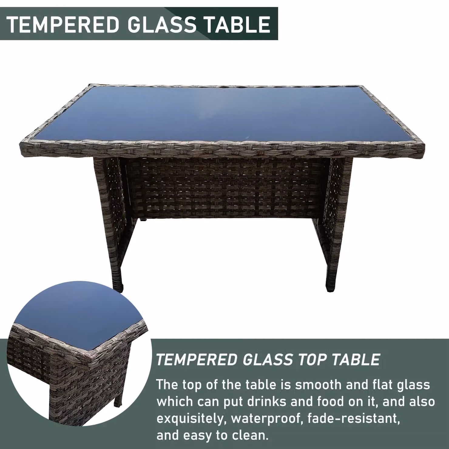 FURNITURE ONE Grey Rattan 6 Seater Garden Furniture Set with Dining Table and Stools – 3