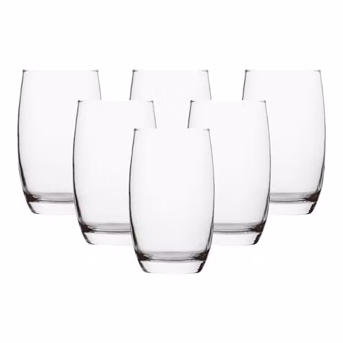 Simpa Set of 6 Geometric Glass Tumblers, 390ml, Transparent