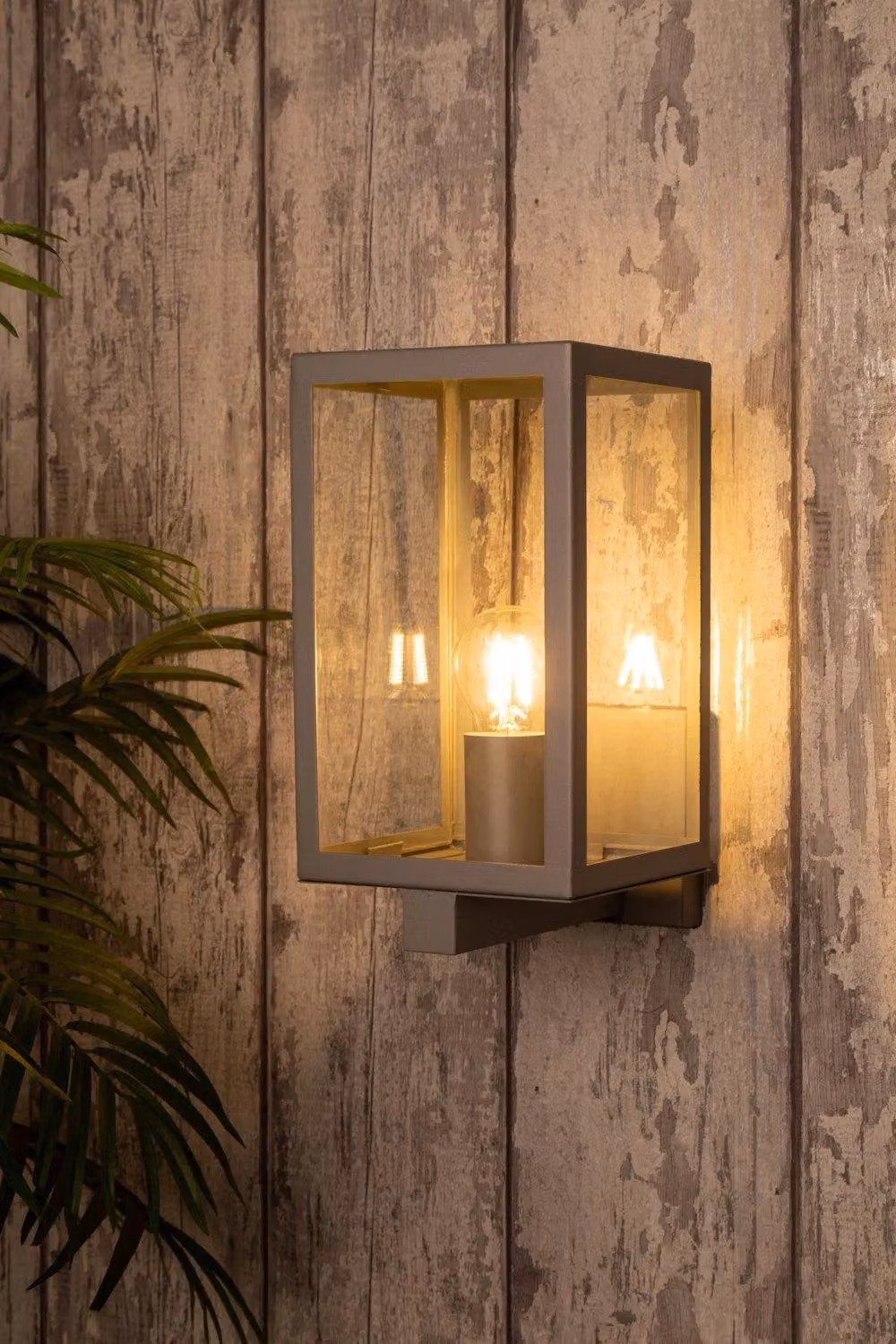 BHS Lighting Mateo Modern Square Outdoor Wall Light in Silver with Transparent Glass – 2
