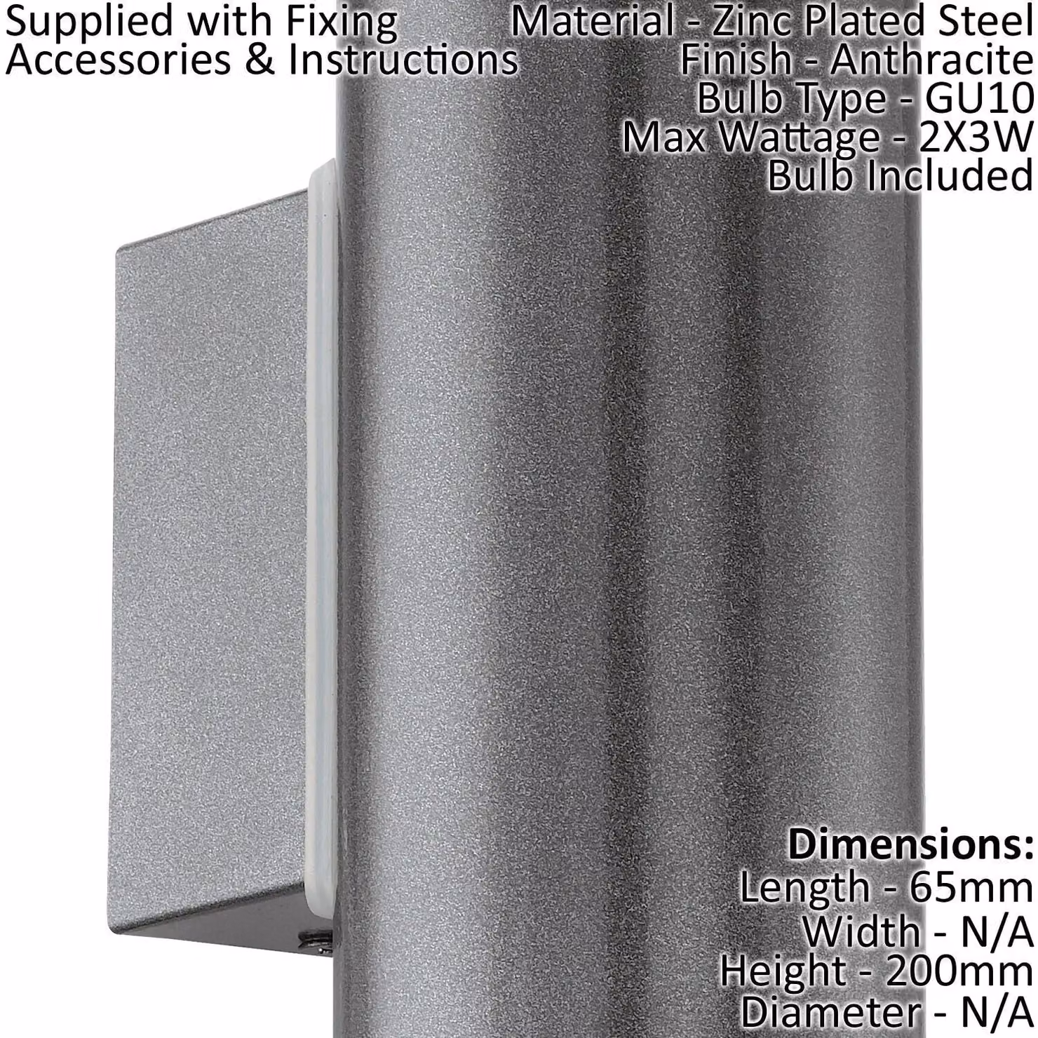 Loops 2 Pack Anthracite Outdoor Wall Light IP44 Modern Metal Lanterns for Garden with GU10 Bulb Compatibility – 2