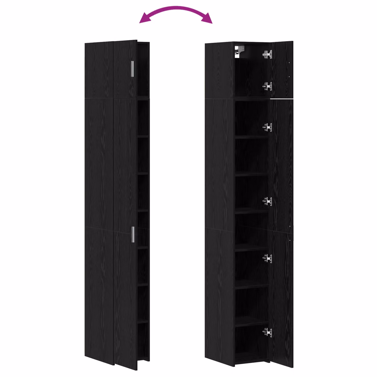 Berkfield Home Slim Storage Cabinet in Black Oak, W/D/H: 30 x 22.5 x 225 cm – 5