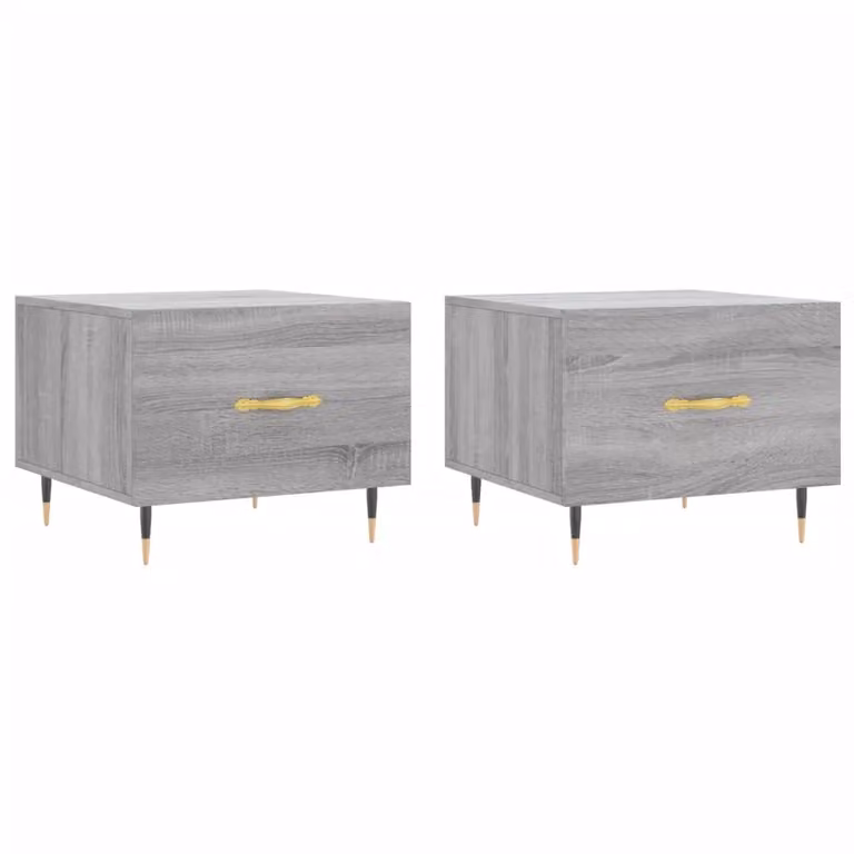 Berkfield Home Set of 2 Grey Sonoma Square Coffee Tables, W/D/H: 50 x 50 x 40 cm