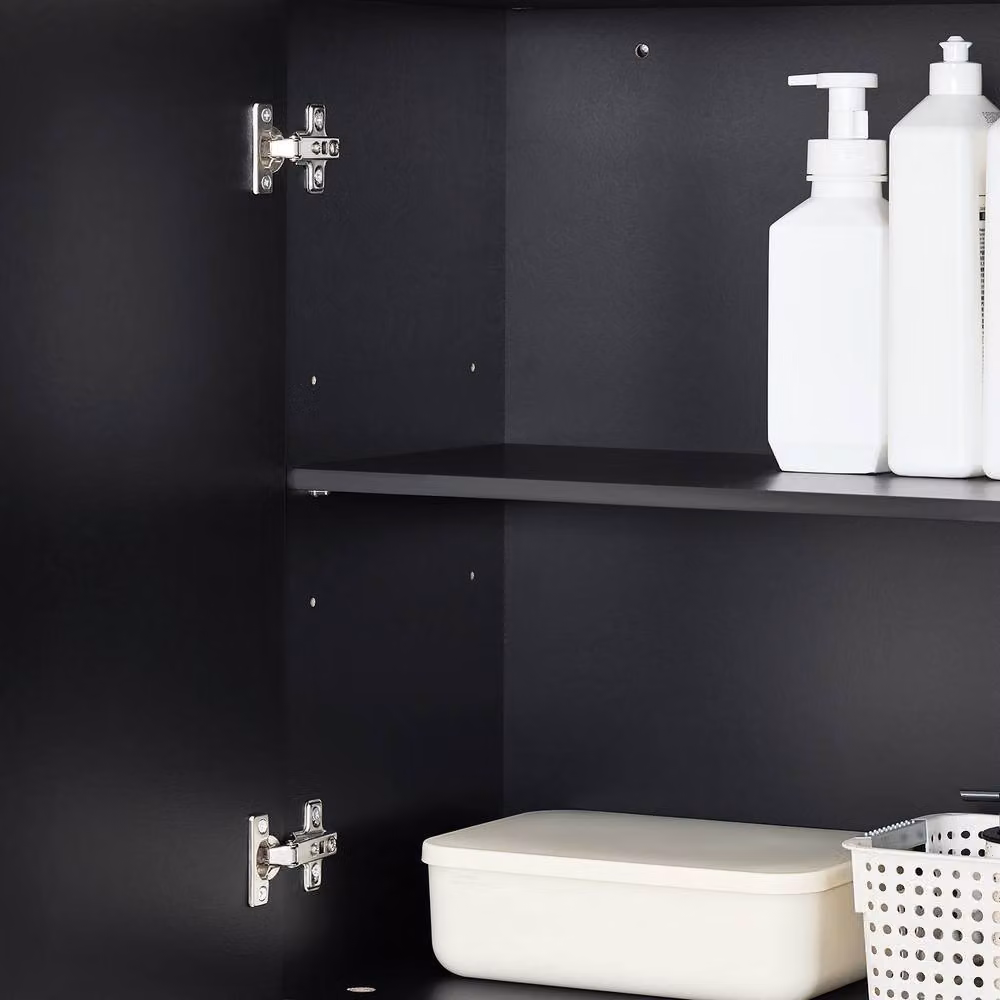 SoBuy Modern Wall-Mounted Black Bathroom Cabinet with Hinged Doors and Internal Shelves, W: 60 cm, H: 60 cm – 4