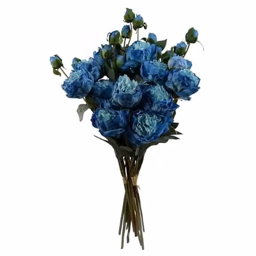 Leaf Design Blue Textile Peony Artificial Flowers – 1