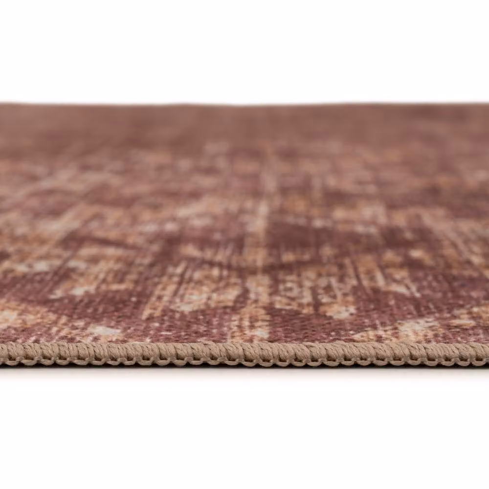 Kukoon Burgundy Trellis Geometric Washable Soft Chenille Living Room Area Rug W: 200 cm, D: 290 cm – 2