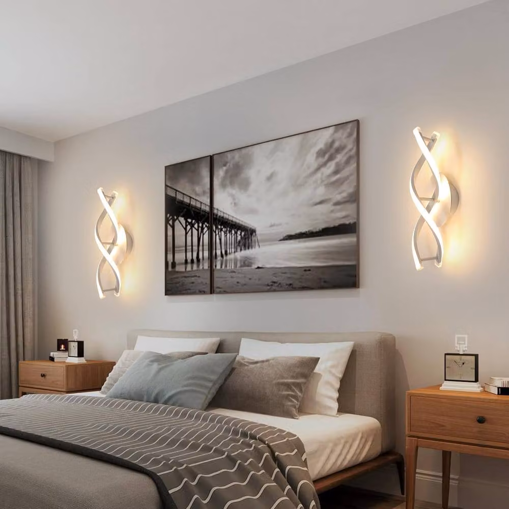 Goeco Modern LED Wall Light, 16W, 3000K Warm White, Curved Arc Design in White – 2