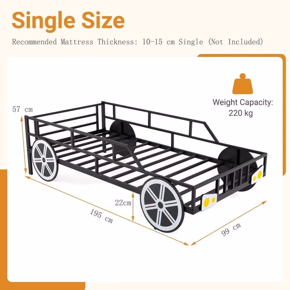 FLAVORA Modern Double Metal Bed Frame with Under Bed Storage in Black, Cot Size – 2
