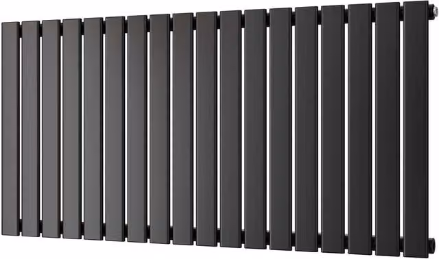 UK Radiators Typhoon Black Flat Tube Horizontal Designer Radiator, W: 122.4 cm, H: 60 cm