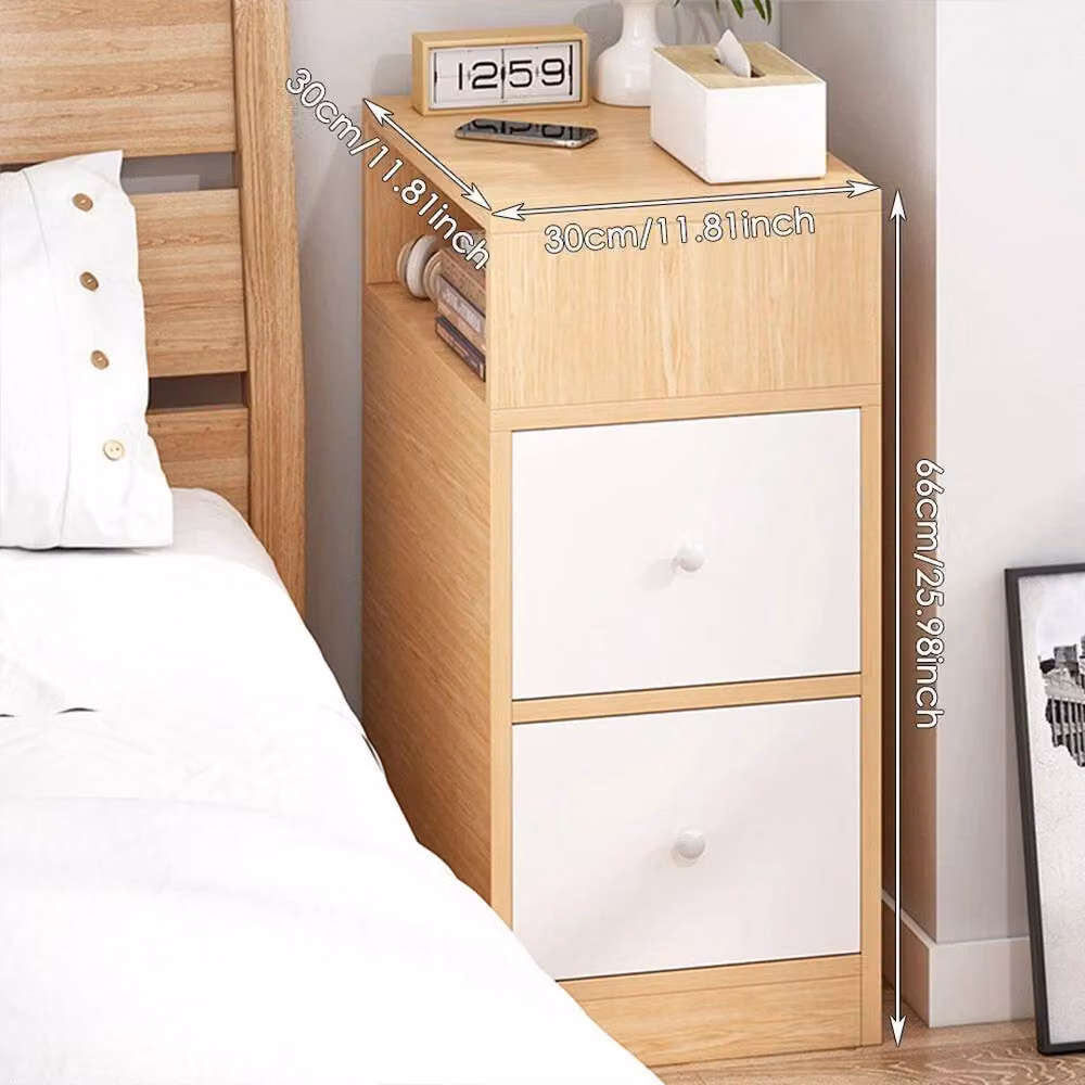 EONLION 2 Drawer Bedroom Bedside Cabinet in Brown and Multicolour, Width: 100 cm – 2