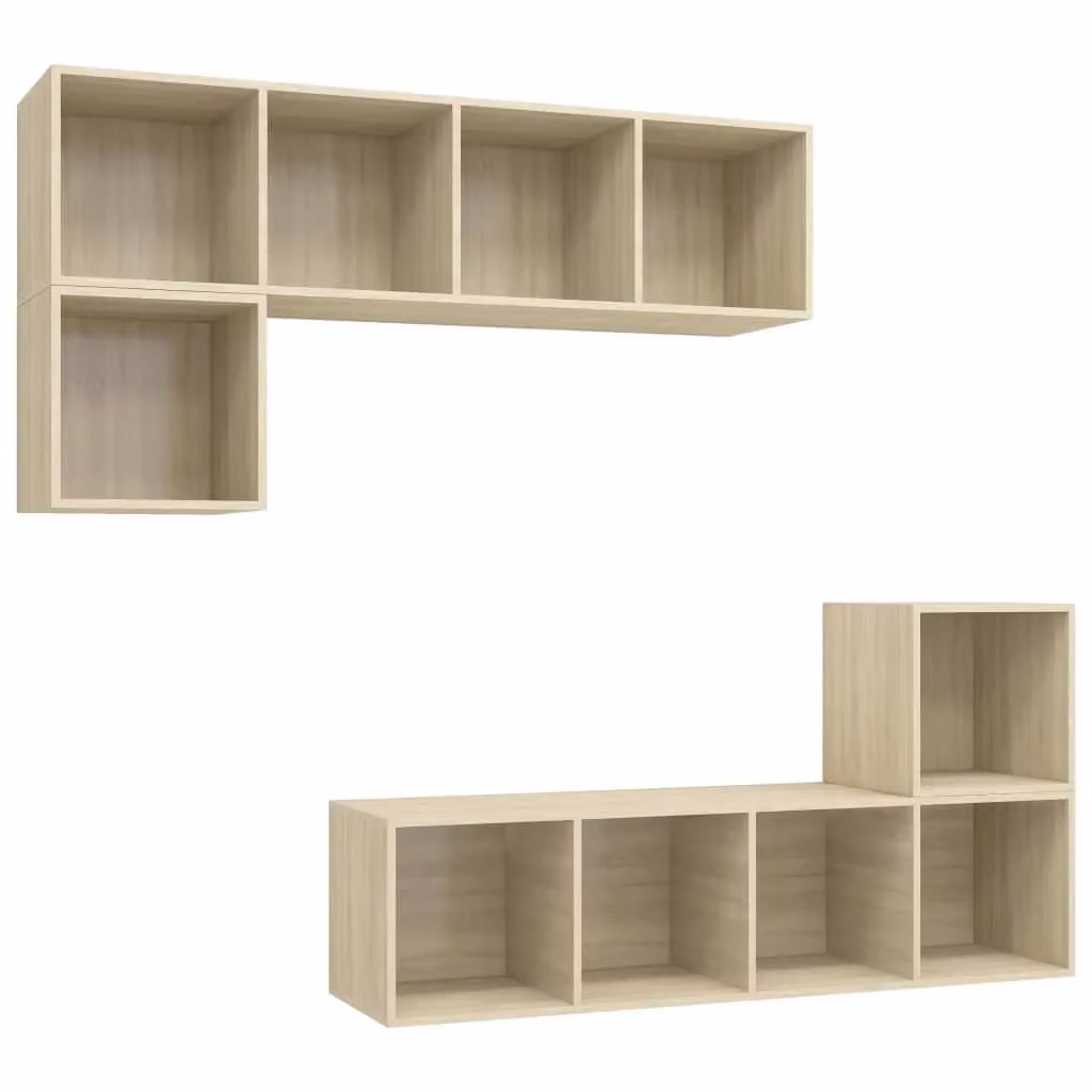 Berkfield Home 4 Piece Sonoma Oak TV Cabinet Set in Brown and Beige – 2