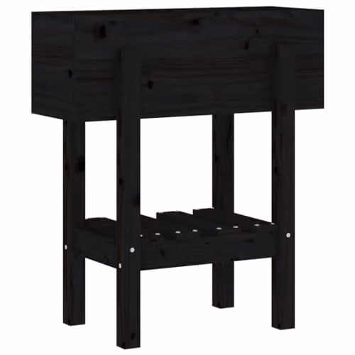vidaXL Black Pine Wood Garden Planter Tub W/D/H: 62 x 30 x 69 cm
