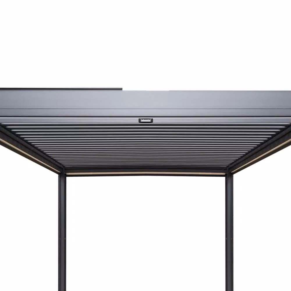 Monstershop Anthracite Aluminium Pergola with White Blinds, Grey, W/D/H: 300 x 300 x 250 cm – 6