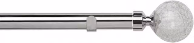 NewEdgeBlinds 28mm Metal Eyelet Curtain Pole Set with Crash Finials in Silver, Length: 290 cm