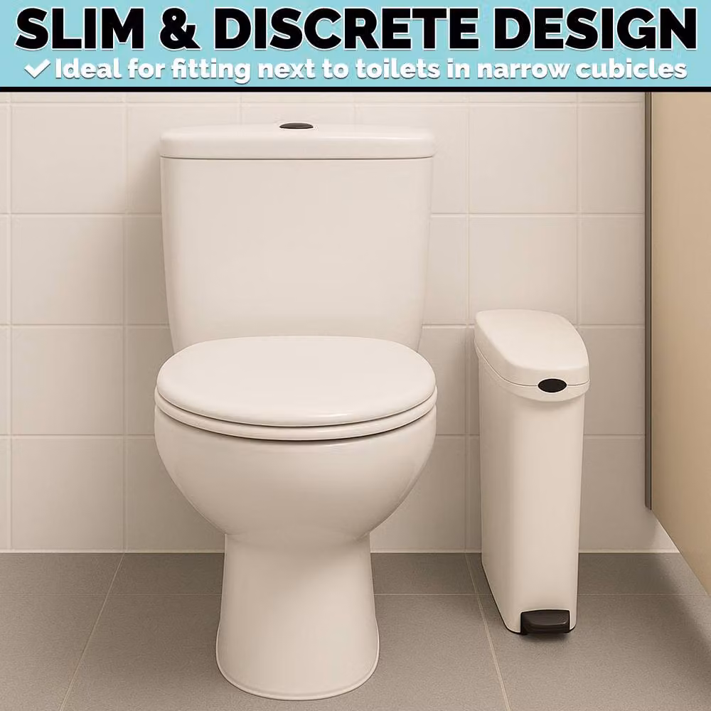 ProKleen White Pedal Operated Toilet Sanitary Bin 20L Capacity, 2 Pack – 2