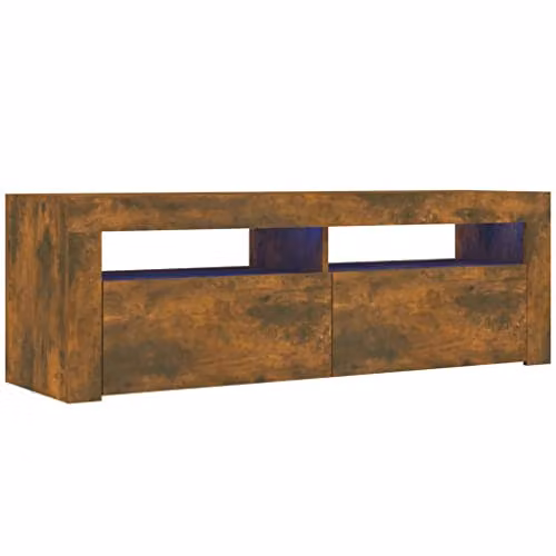 vidaXL Modern TV Cabinet with LED Lights in Smoked Oak, W: 120 cm, D: 35 cm, H: 40 cm – 1