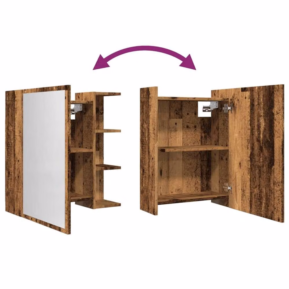 Berkfield Home Rustic Old Wood Bathroom Mirror Cabinet, Brown, W/D/H: 62.5 x 20.5 x 64 cm – 5