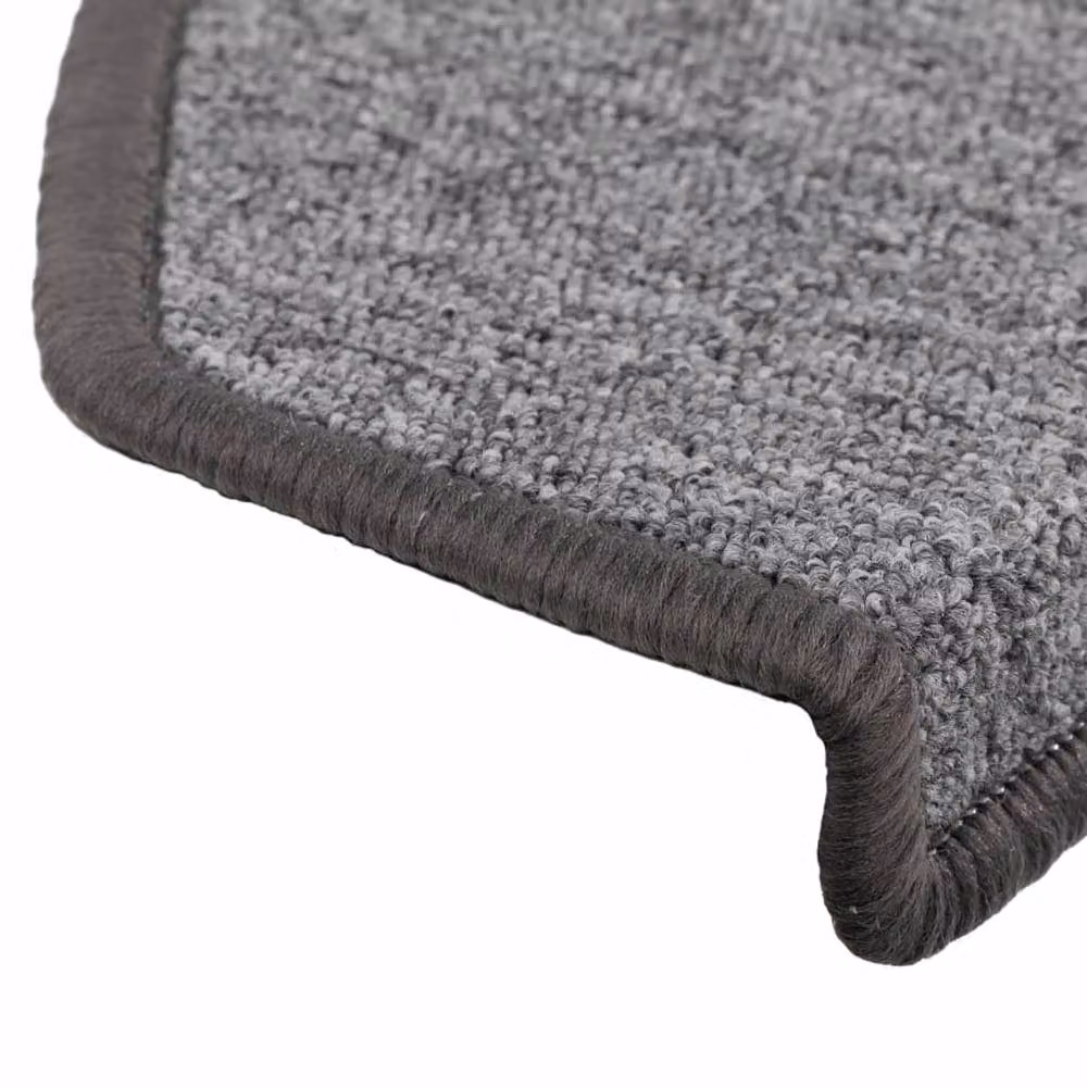 Berkfield Home Self-Adhesive Carpet Stair Treads, 15 Pieces, Grey, W: 65 cm, D: 24 cm, H: 4 cm – 3