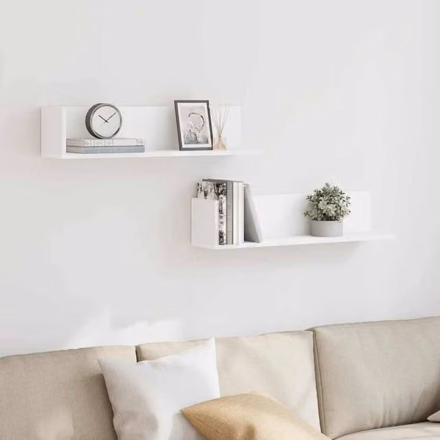 Berkfield Home Decorative Wall Mounted Shelves, 2 Pack, White, W/D/H: 75 x 16.5 x 16.5 cm