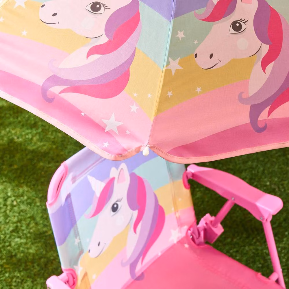 OHS Kids Unicorn Camping Chair and Parasol Set in Pink – 2