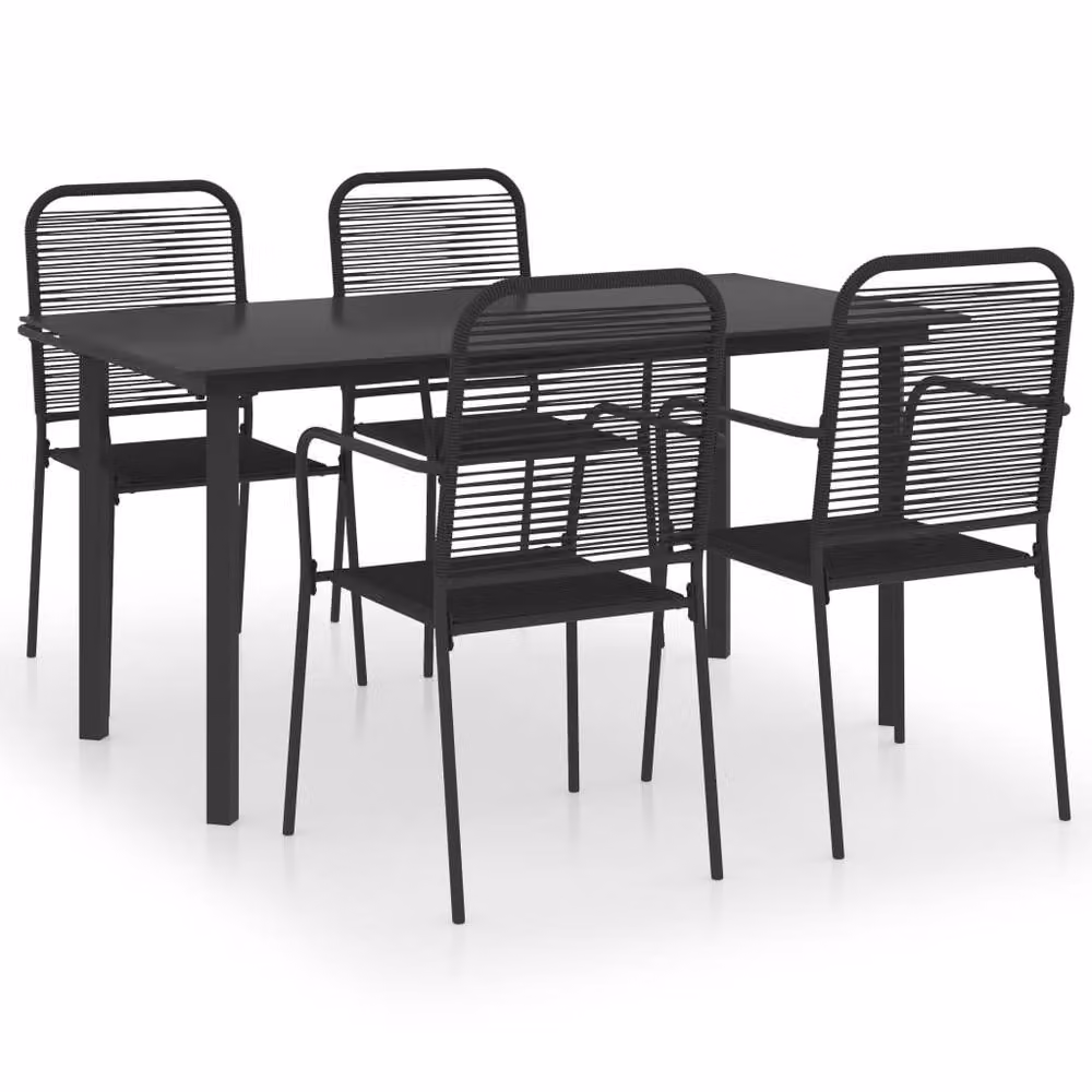 Berkfield Home 5 Piece Garden Dining Set in Black Glass and Steel – 2