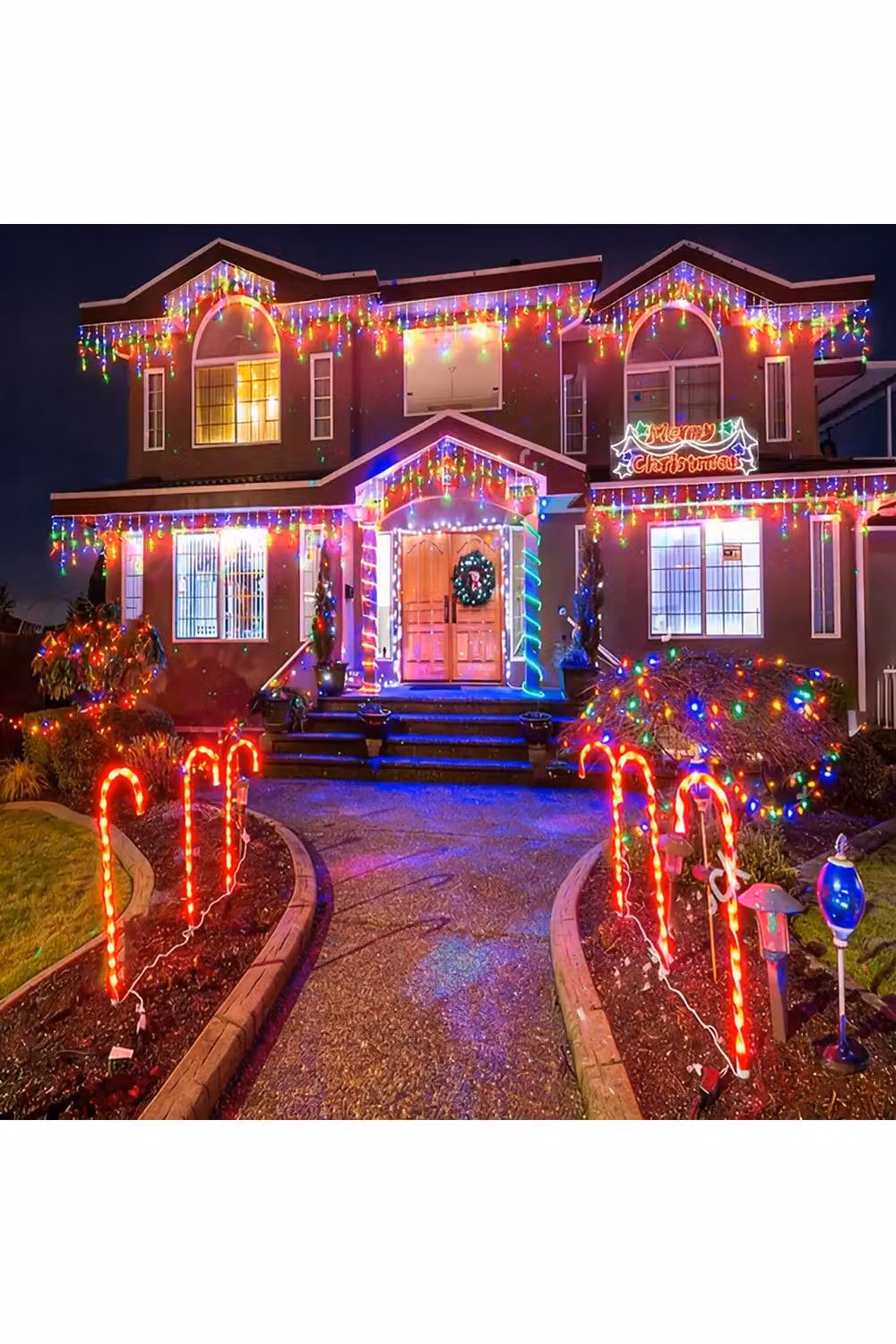 Living and Home Solar-Powered RGB LED Icicle String Lights with Remote Control and Dusk Sensor, Multicolour, 30m – 2