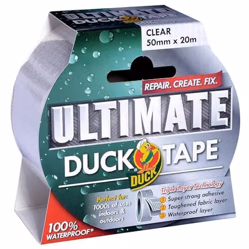 Sellotape Duck Tape Ultimate Cloth Repair Tape, Transparent, W: 50 mm, L: 20 m – 1