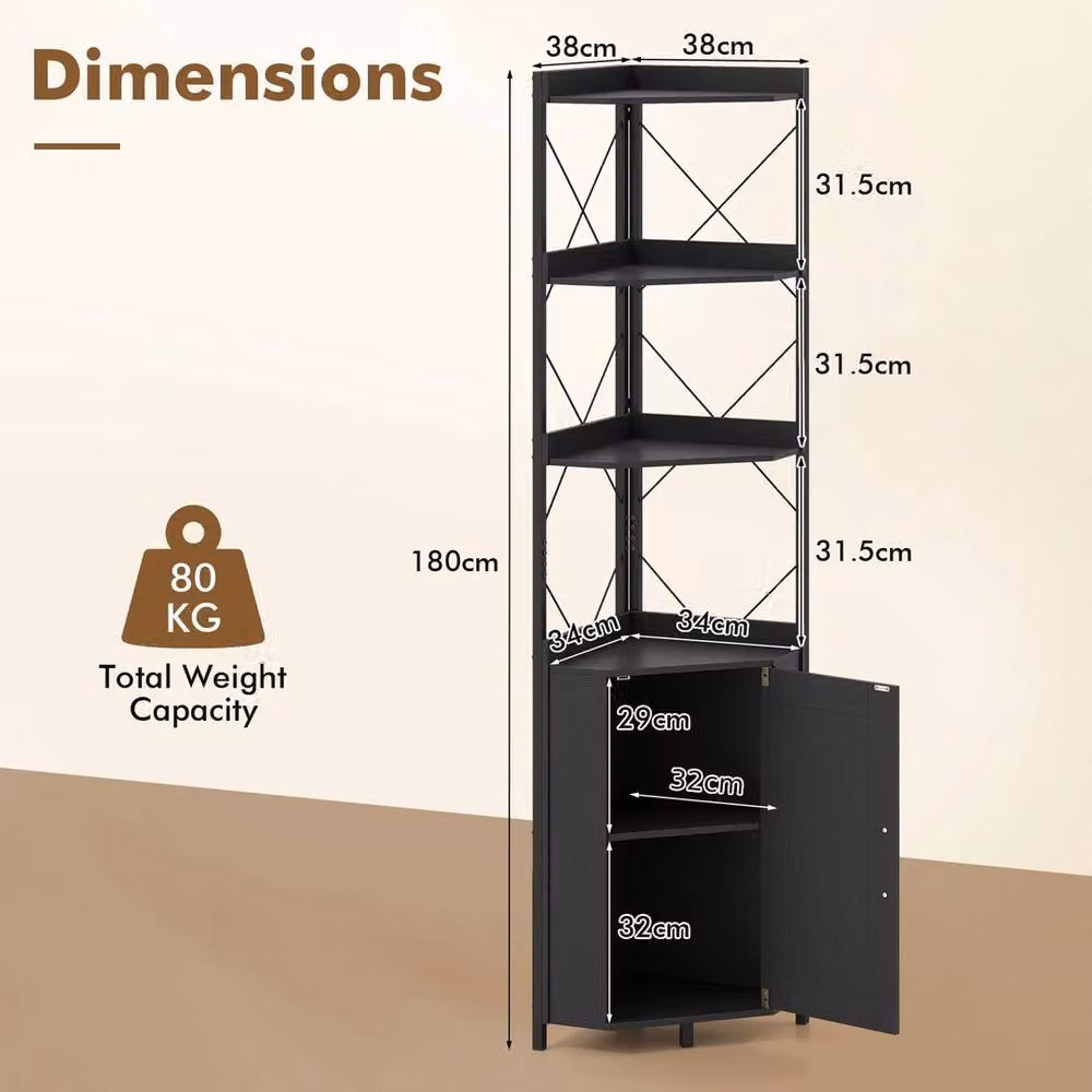 FORGEVIO 6-Tier Corner Storage Shelf and Display Rack in Matt Black Metal – 2