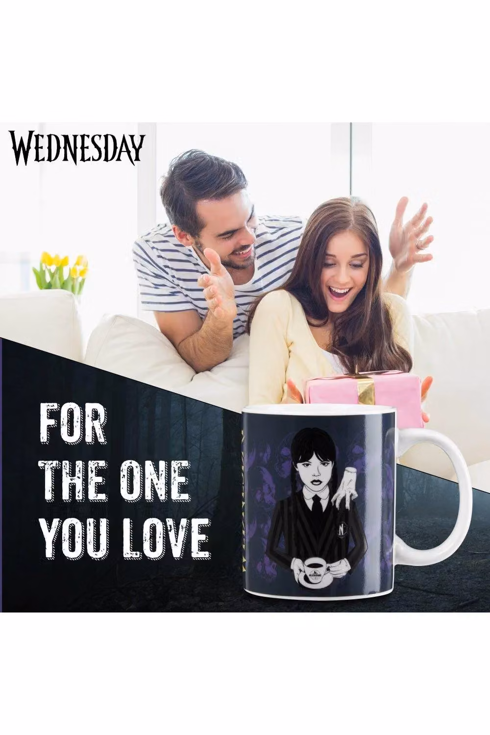 Wednesday Heat Changing Ceramic Mug in Multicolour and Black, 312ml – 11