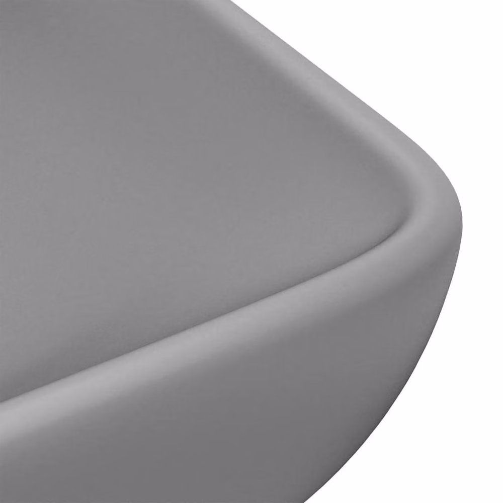 Berkfield Home Luxury Rectangular Ceramic Countertop Basin in Matt Light Grey W: 71 cm, D: 38 cm – 4