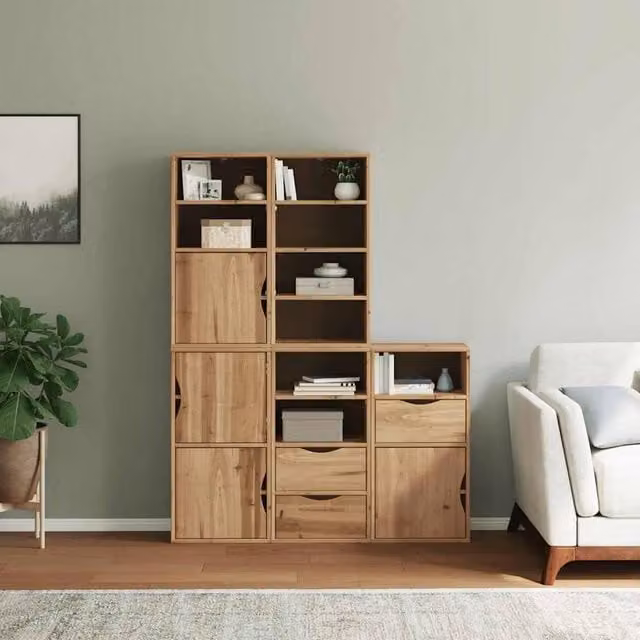 Berkfield Home ODDA Side Cabinets, 5 Piece Set, Brown Waxed Solid Pine Wood, W/D/H: 40 x 24 x 79 cm – 1