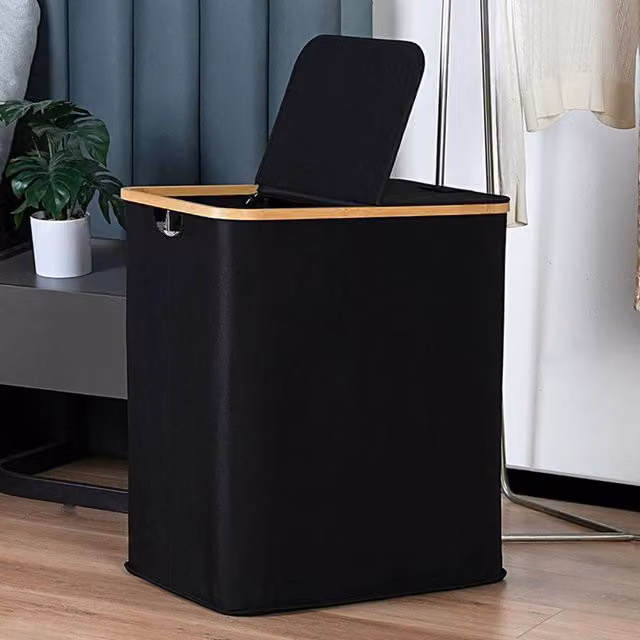 Ventryn Extra Large 140L Laundry Basket with Lid in Black