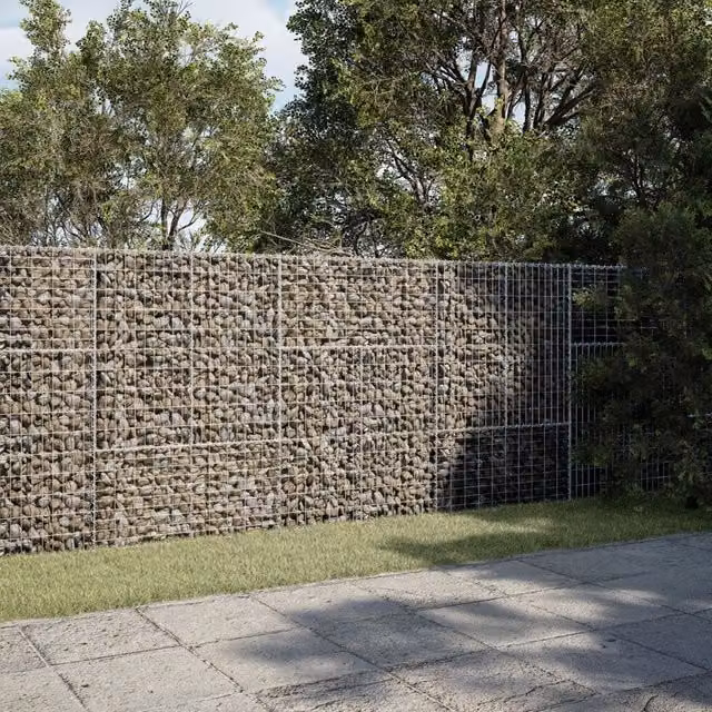 Berkfield Home Silver Galvanised Steel Gabion Basket with Cover, W: 300 cm, D: 50 cm, H: 150 cm