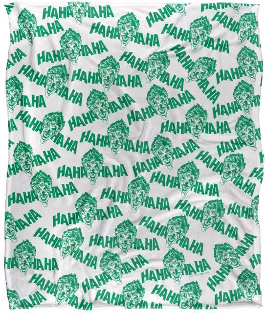 DC Comics Batman Laughing at You Blanket, White, W/D: 152 x 127 cm