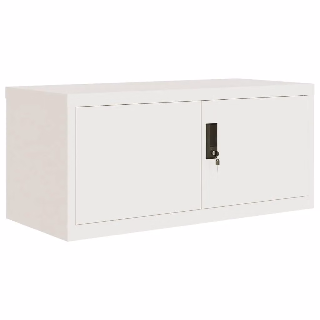 Berkfield Home White Metal File Cabinet with Adjustable Shelves and Lock, W/D/H: 90 x 40 x 130 cm