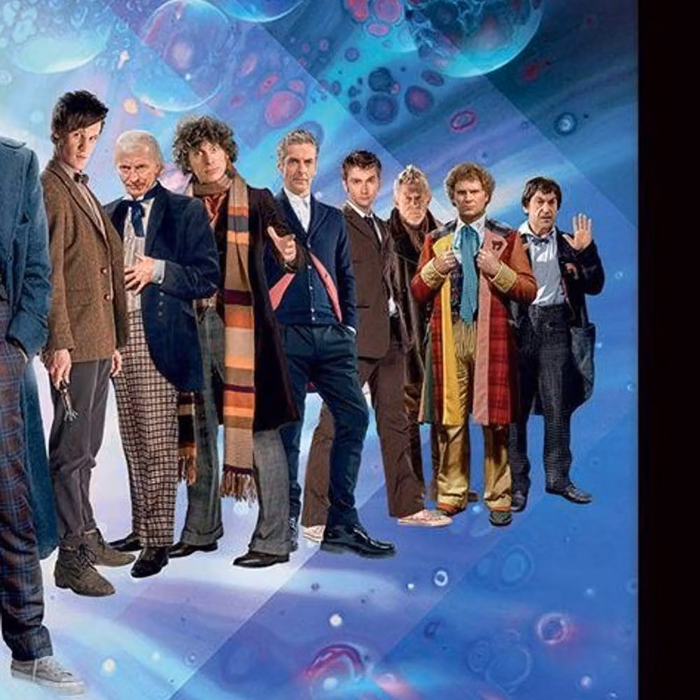 Doctor Who 60 Years Of Doctors Framed Paper Poster in Blue – 2