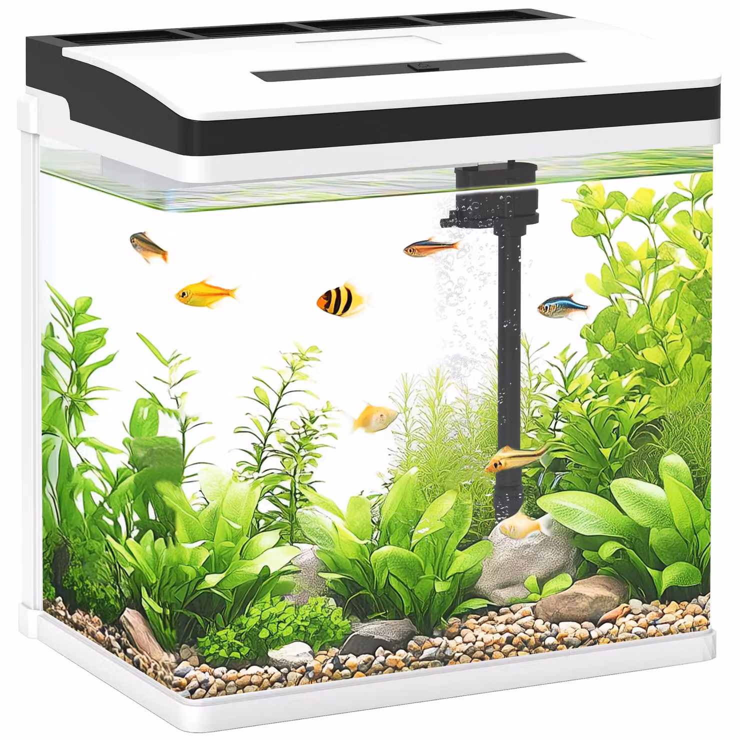 PAWHUT 28L Glass Aquarium Fish Tank for Betta, Guppy, Mini Parrot Fish and Shrimp, White – 2