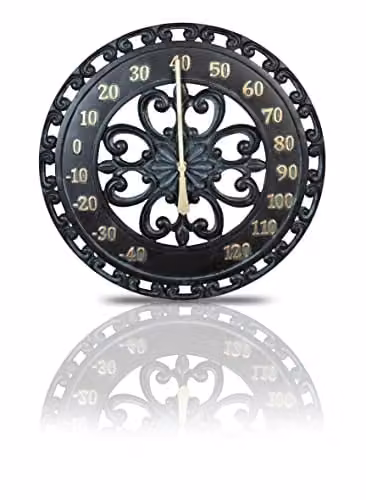 St Helens Home & Garden 13 inch Black Outdoor and Indoor Wall Thermometer