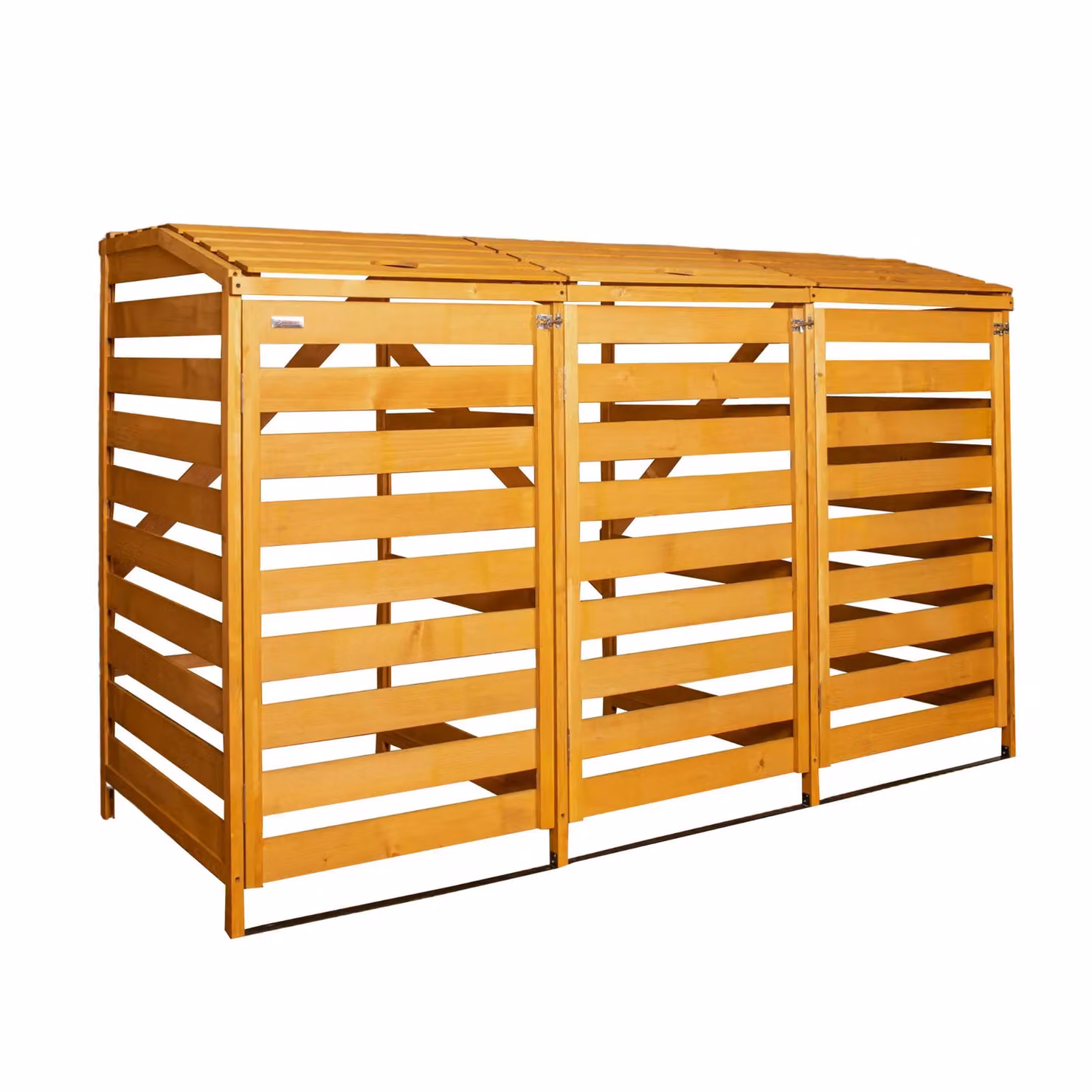 Samuel Alexander Brown Wooden Triple Wheelie Bin Store for 3 Bins, W/D/H: 199 x 125 x 79 cm – 5