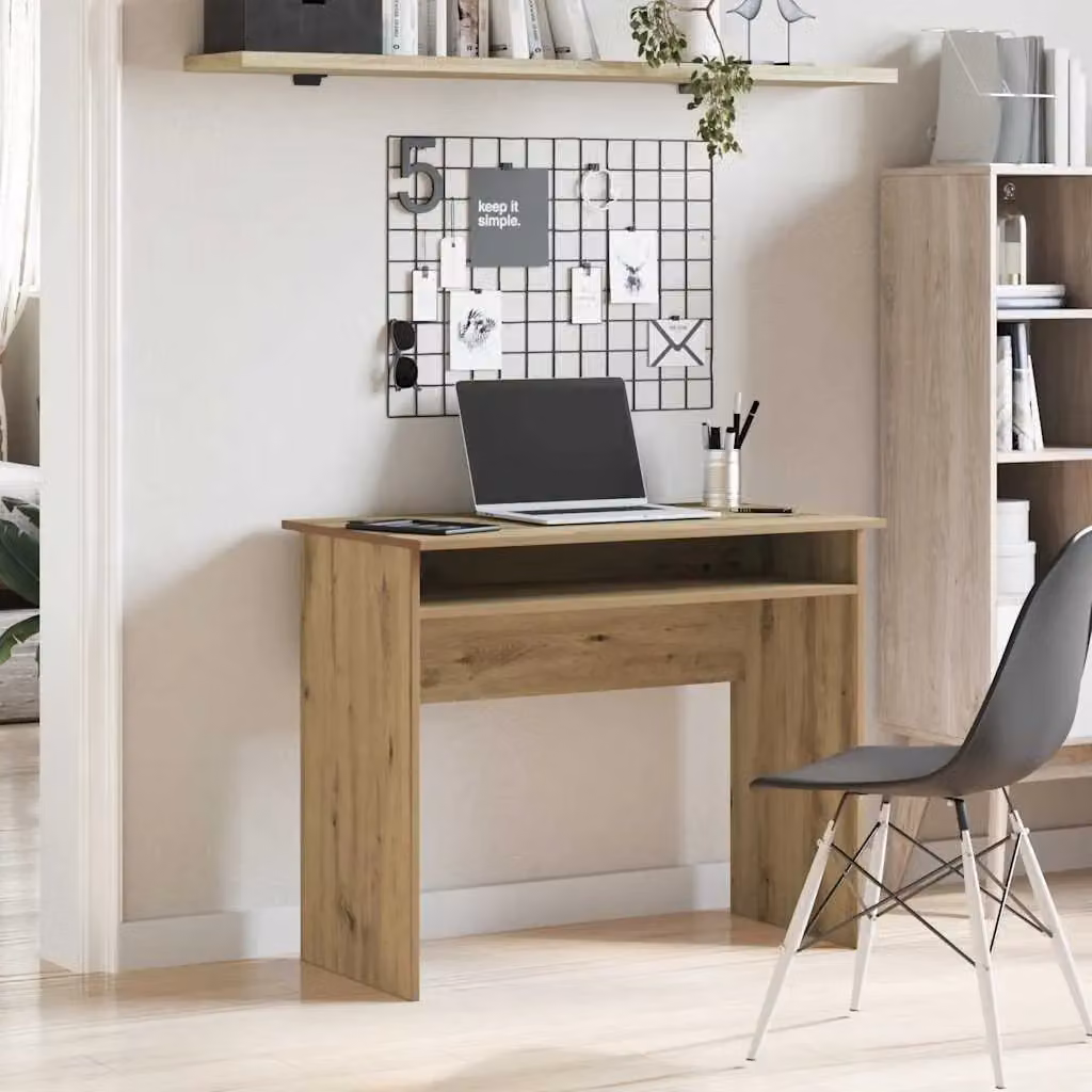 Berkfield Artisan Oak Writing Desk in Brown, W/D/H: 90 x 50 x 74 cm – 3