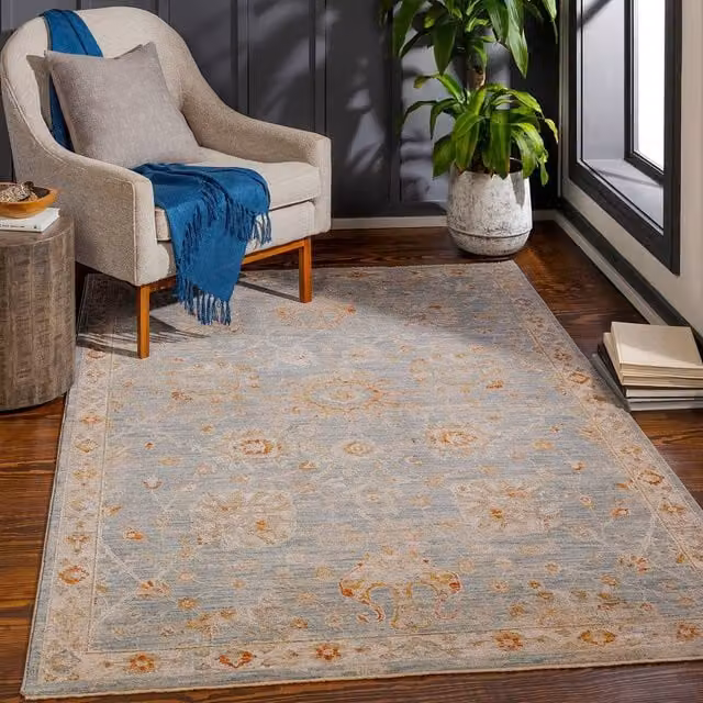 Livabliss Avant Garde Boho Oriental Living Room Rug with Fringes, Beige, Blue and Brown, W: 200 cm, D: 290 cm – 1