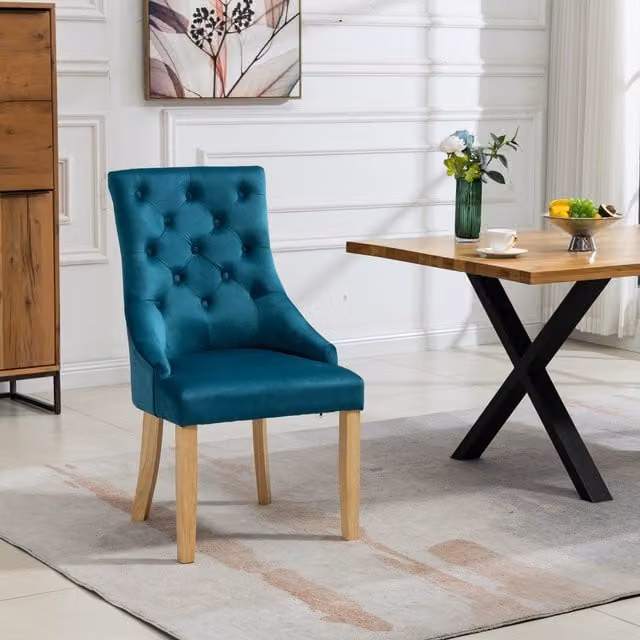 Artemis Home Ravenna Velvet Dining Chairs, Set of 2, Petrol Blue