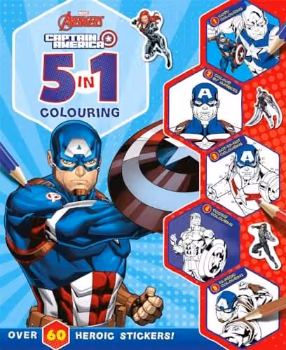 Marvel Avengers Captain America 5 in 1 Multicolour Colouring Book for Children