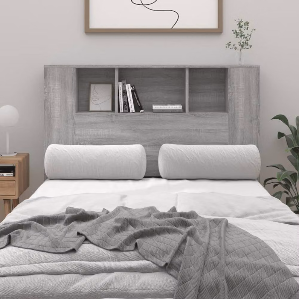 Berkfield Home Grey Sonoma Wall Mounted Headboard Cabinet with Integrated Shelf W/D/H: 120 x 18.5 x 104.5 cm – 1
