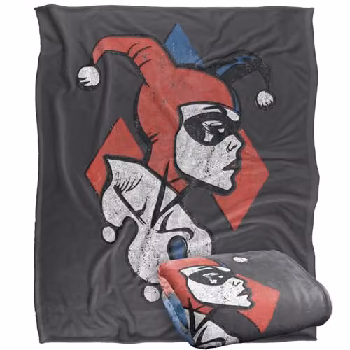 LOGOVISION Batman Harley Quinn Profiling Silky Touch Super Soft Fleece Throw Blanket, Multicolour, W: 127 cm x H: 152.4 cm
