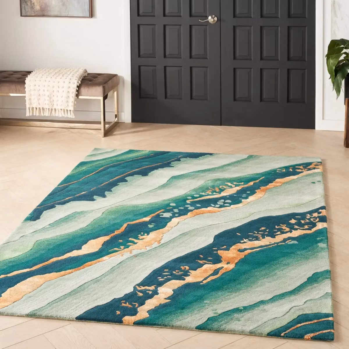 The Rug Shop UK Green Abstract Handmade Area Rug, W: 114 cm, L: 170 cm – 2