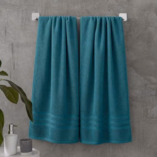 Catherine Lansfield Cotton Zero Twist Bath Sheet Pair, Petrol Green, W: 90 cm, H: 140 cm – 1