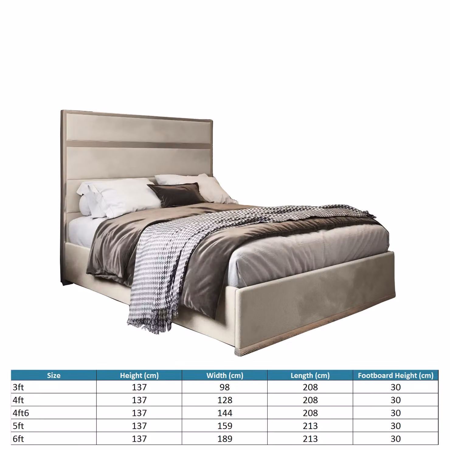 KDMD Bentley Single Velvet Upholstered Metal Bed Frame in Cream – 4