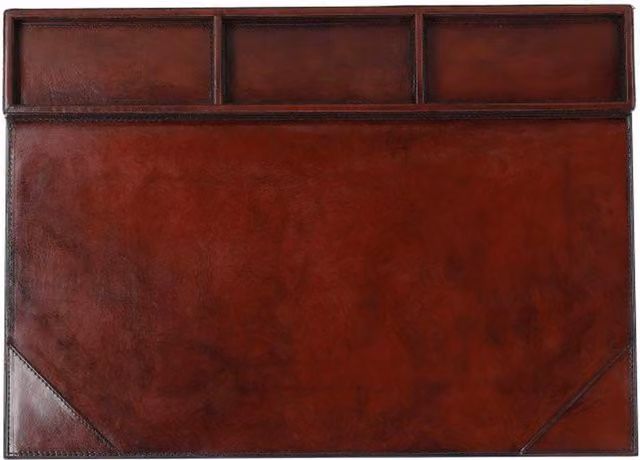 Ashwood Brown Leather Multi-Compartment Desk Mat
