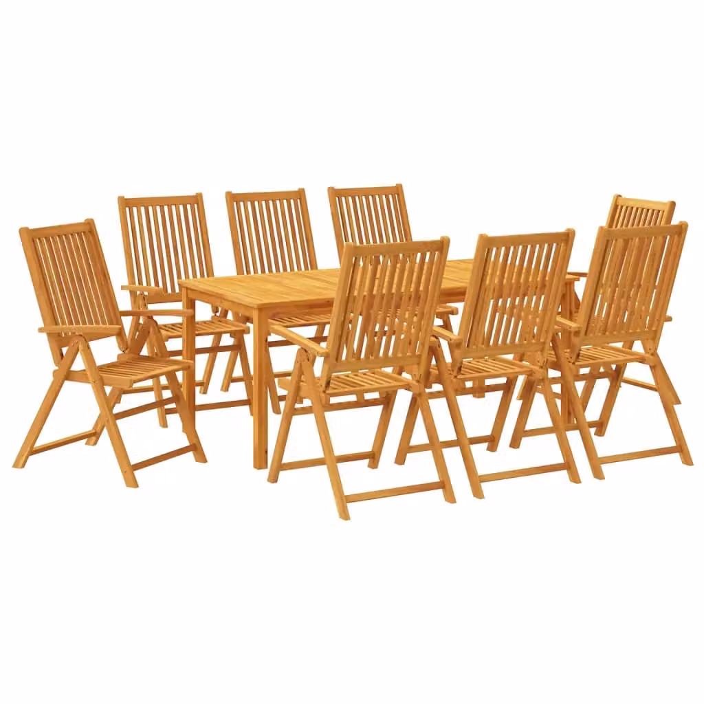 Berkfield Home 9 Piece Rustic Brown Acacia Wood Garden Dining Set – 2