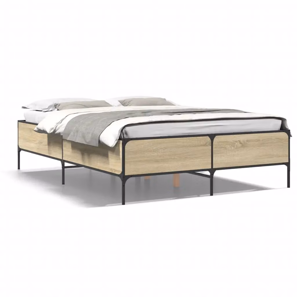 Berkfield Home Sonoma Oak Double Bed Frame in Brown, W/D/H: 135 x 190 cm – 2